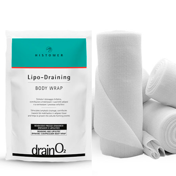 Бандаж (бинты для обертывания) липо-дренажный ПРОФЕССИОНАЛЬНЫЙ Drain O2 Lipo Draining Body Wrap HISTOMER (Хистомер) 16 м